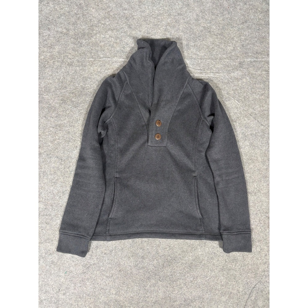 Eastern Mountain Sports Womens Small Gray Fleece Shawl Button Pullover F10W0192‎